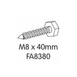 M8 X 40MM COACH SCREW
