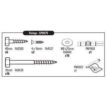 SP0075 FIXINGS PACK FOR ROUNDWOOD SWINGS
