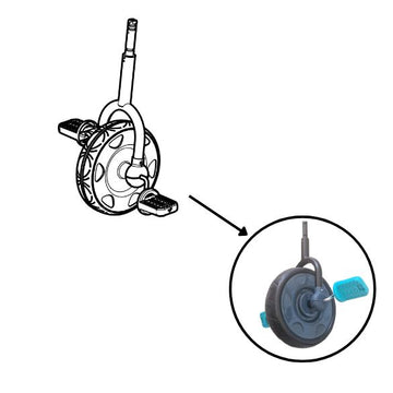 FRONT WHEEL AND PEDALS FOR 763 4 IN 1+ MIDNIGHT TRIKE